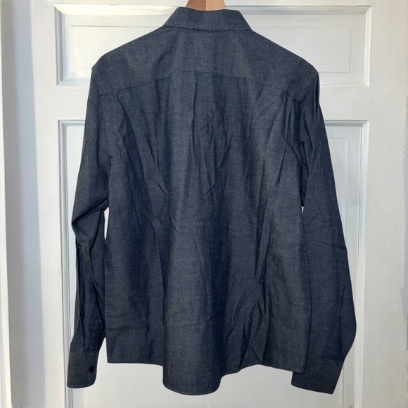 UNTUCKit Chambray Blue Cotton Men's L Long Sleeve Button Down Shirt Casual - Picture 5 of 7